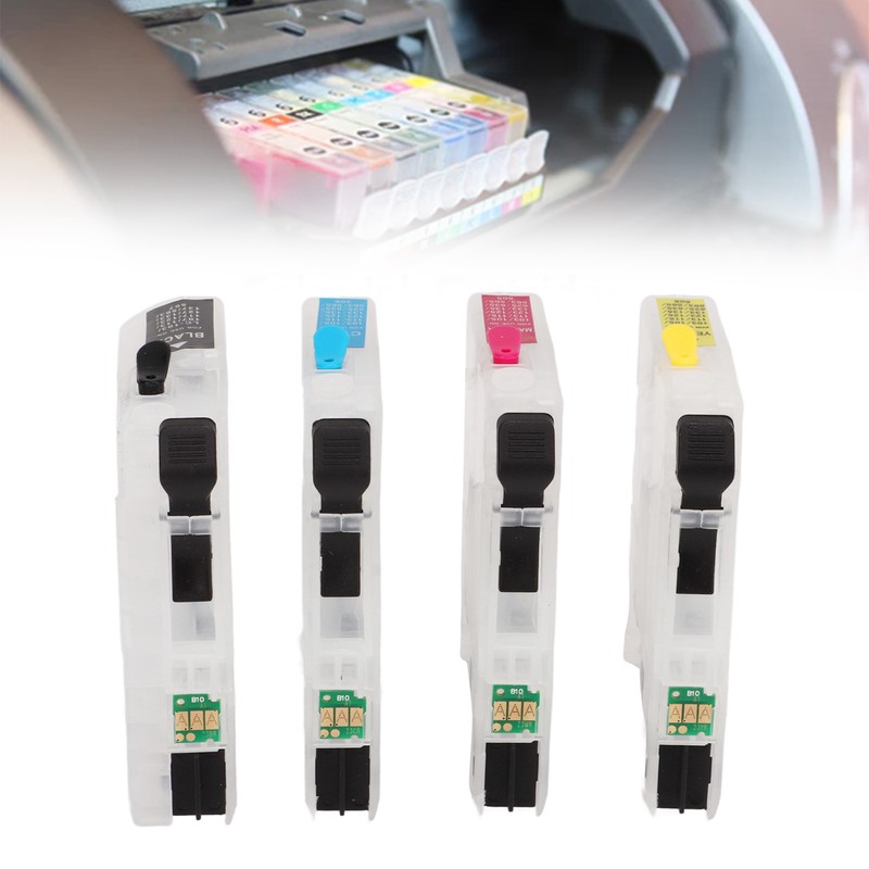 Ink Cartridges Compatible Refill Replacement With Permanent Chip 4 Colors