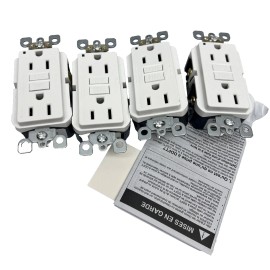 Leviton 15A 125V GFCI Outlets (4 Pack) GFNT1-4W White NEW