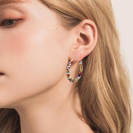 Holibanna Women's Fashionable Pearl Earrings Bohemian Ear Hooks Exaggerated Dangle Earring Resin Round Circle Earrings Colourful Hoop Pendant Earring, Resin, Pearl