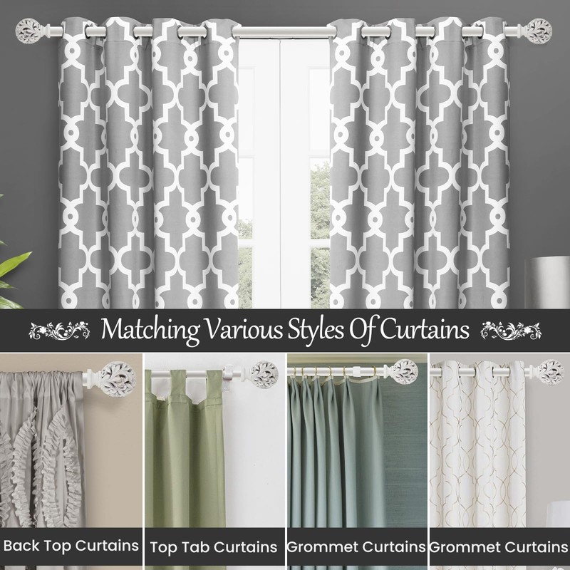 Heavy Duty Curtain Rod 36 to 120 Inches (3-10 ft)，1-Inch