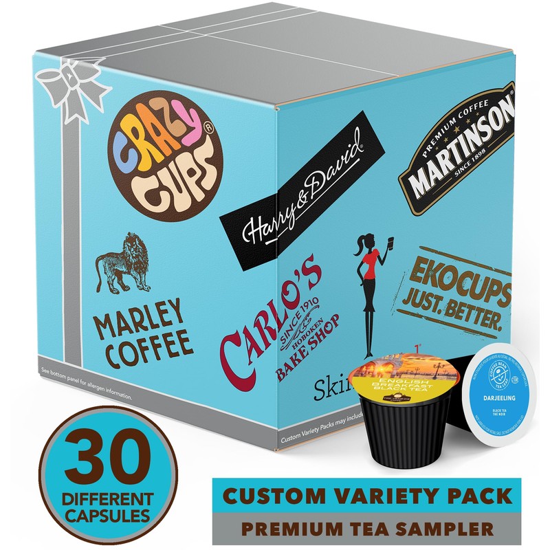 Crazy Cups Assorted Tea Variety Pack Including Green Tea, Black,