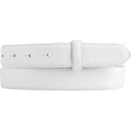 BELTINGER Interchangeable belt made of full cowhide leather with seam 3.0 cm without buckle, soft press stud belt for men and women, 30 mm, jeans belt with fine structure, White