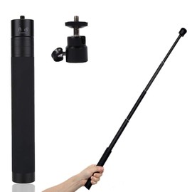 GETON Aluminum Alloy Universal Telescopic Selfie Stick Adjustable from 7.5 to 29.1 inches (19 cm) to 29.1 inches (74 cm), 1/4 Screw, 360° Swivel Head Set, Compatible with Insta360, RICOHTHETA, Selka