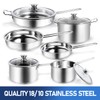 Aufranc 10-Piece Pots and Pans Set, Stainless Steel Cookware Set-