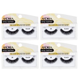 Andrea Strip Lashes, Black [33] 1 pair (Pack of 4)