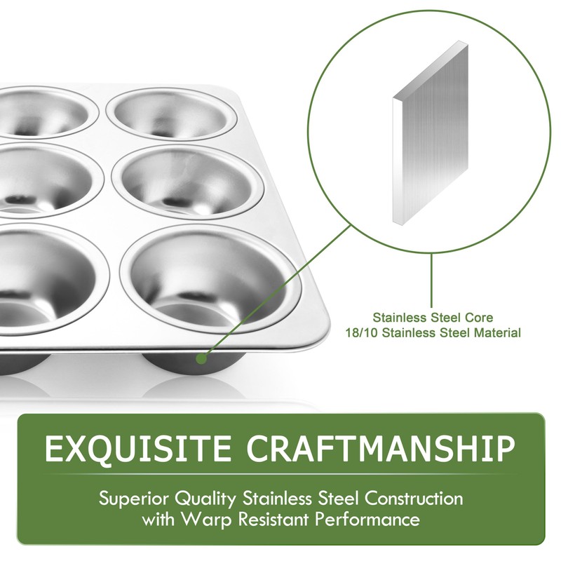 Herogo 2 Pack 12-Cup Stainless Steel Cupcake Pan Tin for