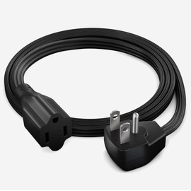 Maximm Extension Cord Heavy Duty (4 Feet) Flat Wire 3-Prong Flat Plug, 14 AWG Power Cord - UL Certified, Black, Ideal for Home and Office Use, Appliances, Electronics, Power Tools