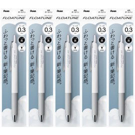 Pentel Oil Based Rollerball Pen, Flowtune, 0.3mm, Black, 5 Pens XBZN203-A