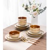 LERATIO Ceramic Dinnerware Sets for 6,Handcraft Embossed Stoneware Plates and