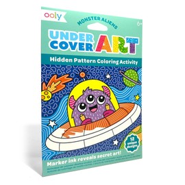 Ooly Undercover Art Hidden Pattern Coloring Activity Art Cards - Easter Activities for Kids & Spring Fun, 12 Unique and Fun Designs, Non-Toxic, Ages +3 - Monster Aliens