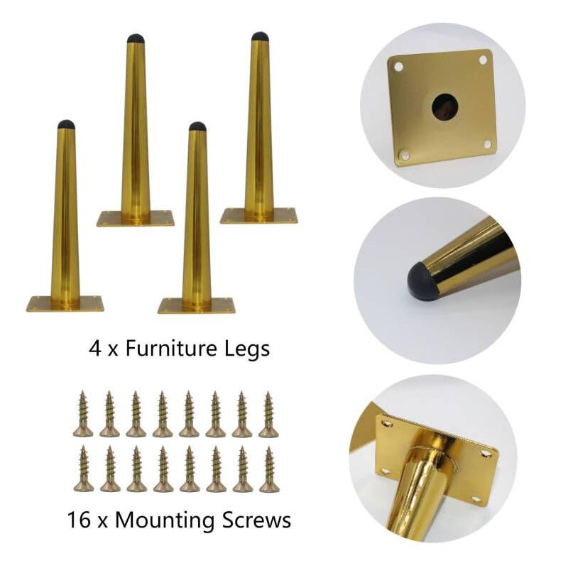 WEICHUAN Straight Furniture Legs Replacement Metal Gold Sofa Couch Chair