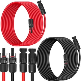 10AWG (6mm²) Solar Panel Extension Cable 30FT - Black & Red, Heavy Duty, Weather Resistant, Standard Solar Connectors Solar Extension Cable for Solar Power Systems, RVs, Boats