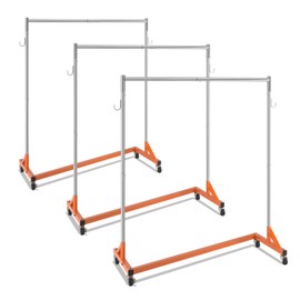 VEVOR Z Rack, Industrial Grade Z Base Garment Rack, Height Adjustable Rolling Z Garment Rack, Sturdy Steel Z Base Clothing Rack with Lockable Casters, for Home Clothing Store Display Orange (3 Sets)