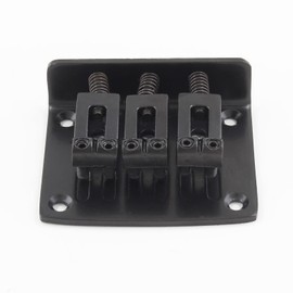 HARSKIYER Black Adjustable 3 String Guitar Bridge, Metal Fixed Top Load Guitar Tailpiece Guitar Fixed Bridge Hardtail Saddle Bridge Guitar Parts for 3 String Guitar