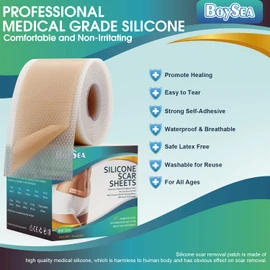 Professional Silicone Scar Sheets (1.6" x 150" Scar Roll-3.8M) - Scars Removal Treatment - Reusable Silicone Scar Tape Strips Type for Keloid, C-Section, Surgery, Burn, Acne et