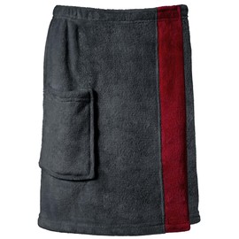 CelinaTex Happyfun Kilt Short S/M 48 x 152 cm Anthracite Bordeaux Micro Flannel Sauna Kilt Microfibre Sauna Sarong, Anthracite Bordeaux