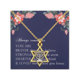 FEELMEM Bat Mitzvah Gift Mazel Tov Congratulations Necklace Best Friend Adult Ceremony Jewelry Bat Mitzvah Good Luck Gift (always remember-necklace)