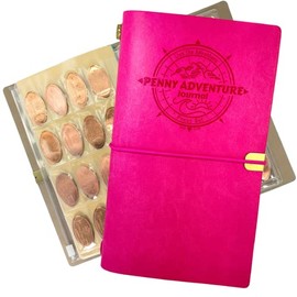 The Penny Journal by Pennybandz Holds 146 Coins The Ultimate Souvenir Penny Collecting Book for Your Coin Collection Holds 128 Pressed Pennies and 18 Pressed Quarters or Nickels (Hot Pink)