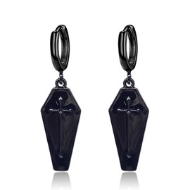 RofYof Gothic Cross Earrings for Women Punk Retro Exaggerated Cross Hoop Earrings Personality Earrings Jewelry (All black)