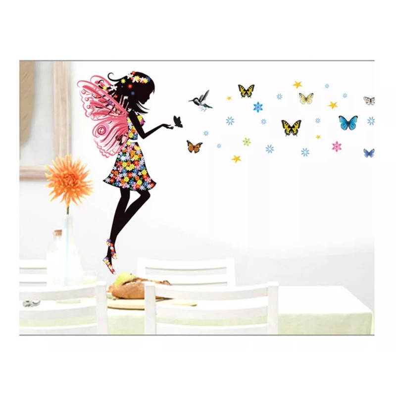DaraBaby Hada De Pie Con Mariposas, Vinil Decorativo