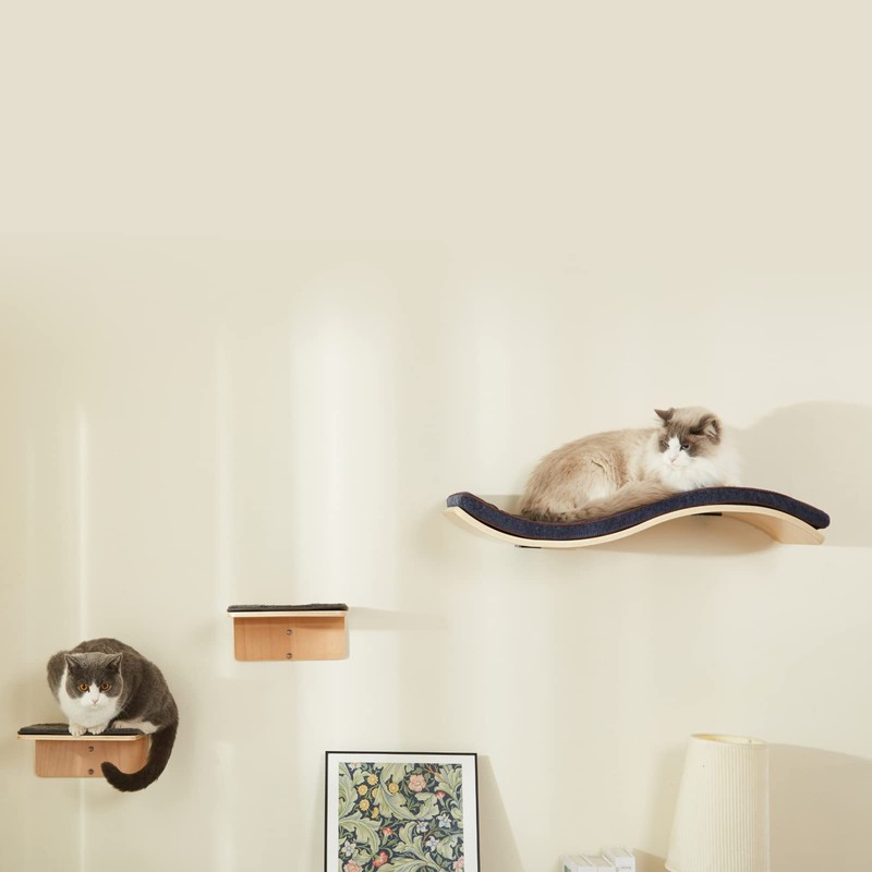 LIORCE Cat Wall Shelf with Two Steps - Wave Cat