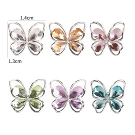 Alloy Silver Butterfly Nail Art Rhinestone, Glitter Butterflies Diamond Gems Designs, 3D Luxury Metal Butterfly Nail Jewelry Acrylic Nails Supplies for Women Girls Manicure Charms Decorations