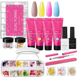 Makartt X Femi Beauty Poly Nail Extension Gel Collaboration Kit with Nail Lamp, 4 Colors Poly Extension Gel Nail Accessories All-In-One Kit Gift for Women Nail Art Beginners Starter Kit