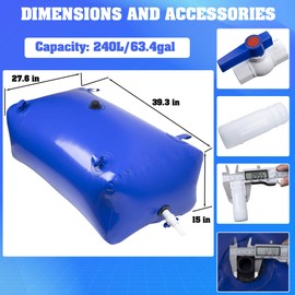 Water Bladder Storage Container Large Water Storage Bladder Portable Collapsible for Outdoor Camping Emergency Bladder Agricultural Drought Watering (240L)