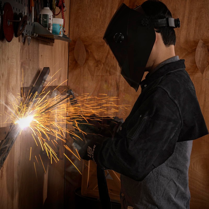 LeaSeek Leather Welding Cape Sleeve,Heat Flame Resistant Welder's Jacket for