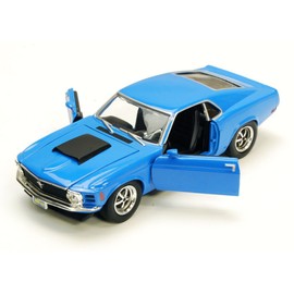 Motormax MOT73303AC-BL 1970 Ford Mustang BOSS 429, Blue in Blue