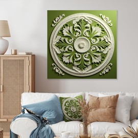 DesignQ Mandala Revival in Renaissance Boho Style I Nursery Teddy Bear Metal Wall Art, Green Metal Wall Decor, Nursery Metal Art Decor For Bedroom - 36x36 Inch