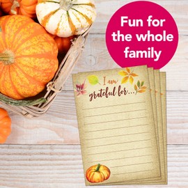 40 Thanksgiving Game Gratitude Cards - I Am Grateful Cards for Thanksgiving Dinner Party and Plate Settings with Pumpkin and Autumn Leaves Decorations - Great Activity For Kids and Adults