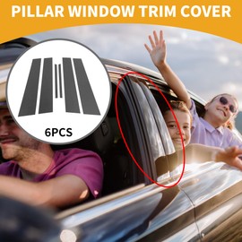 Partuto Door Pillar Window Trim - Car Front Rear Left Right Side Anti Scratch Sticker - for Toyota Camry 2012-2016 Plastic Black Carbon Fiber - 6 Pcs