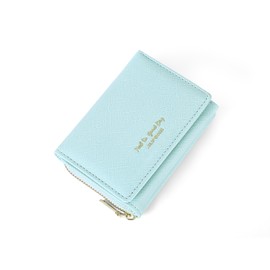JIUFENG Women's RFID Blocking Short Wallet Multi Purpose Zip Folded Purses Coin Pouch Multi-Card Position Card Organiser (Blue), blue, Classic