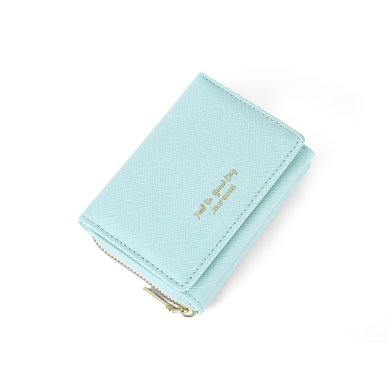 JIUFENG Women's RFID Blocking Short Wallet Multi Purpose Zip Folded