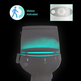 Night Light Funny LED Human Motion Sensor Activated Detection 16 Colors Toilet Bowl Nightlight, Waterproof Toliet Lamp for Bathroom Washroom - Fits Any Toilet (2pcs)
