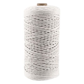 Macrame Yarn 2 mm Cotton Yarn Beige Cotton Yarn Macrame Yarn Cotton Rope 2 mm Macrame Cord Macrame Cord for DIY Hanging, Plant Hangers, Crafts, Knitting (1 Roll x 200 m)
