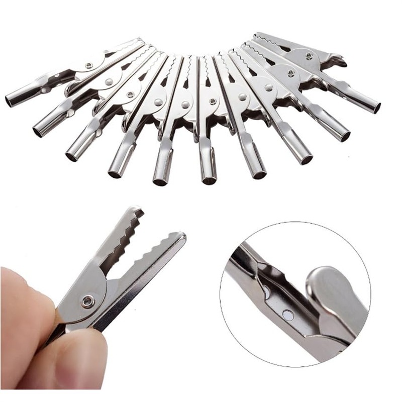 LYSAIMG 50Pcs 51mm Length Crocodile Clips, Metal Alligator Clip,Stainless Steel