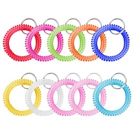 Uniclife 10 Color Wrist Keychain Flexible Spring Spiral Coil Key Holder with Key Ring Stretchable Clear Wristband Wristlet Bracelet Hair Tie for ID Badge Sauna Gym Pool and Outdoor Sports