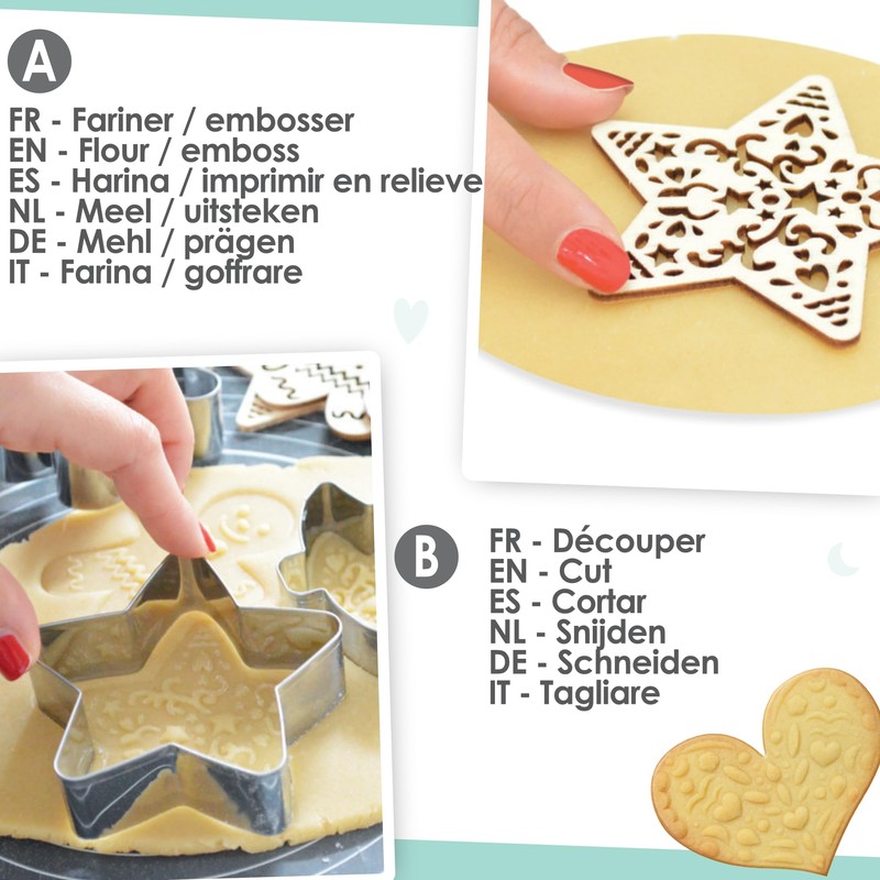 ScrapCooking Set of 3 Cookie Cutters + Wooden Embosser Cat