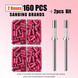 ASWEINA Small Sanding Bands for Nail Drill with 3.1mm Mandrel Bit, 160 Pcs Set 240# Mini Small Sanding Bands Nail File Nail Drill Bits for Acrylic Nails Gel Manicures and Pedicures