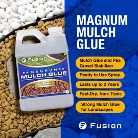 Magnum Mulch Glue (1 Gallon) - DIY Mulch Glue for Landscaping and Pea Gravel Stabilizer, Dust Control for Gravel Roads, Fast-Dry, Non-Toxic, Strong Landscape Mulch and Rock Glue by Fusion Chemical