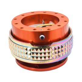 NRG Innovations NRG-SRK-210OR-MC Gen 2.1 Steering Wheel Quick Release Adapter Kit, 6x70 and 6x74mm Bolt Patterns Orange Body/Neochrome Pyramid Ring