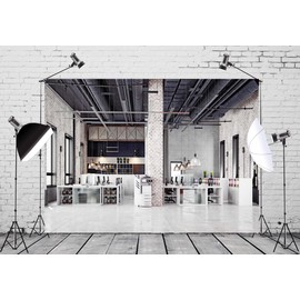 CORFOTO Fabric 6x4ft Office Backdrop Theme Photography Industrial Style Loft Building Interior Virtual Business Mansion Video Call Mini Session Conference Zoom Meeting Background Poster Curtain