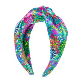 Lilly Pulitzer Diadema anudada colorida, diadema ancha de satén, bonitos accesorios para el cabello para mujeres y niñas, caminando sobre el sol