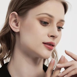 Hoop Earrings 925 Silver Small Stud Earrings Silver Earrings for Women Hoop Earrings Silver 925 Earrings for Men Earrings Real Silver Women's 6 Pairs, Silver