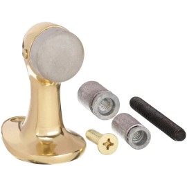 Grainger Solid Brass Rigid Door Stop, Floor Mount, Polished Brass Finish, 2-3/4"H 33J806