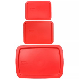 Pyrex 7210-PC 7211-PC and C-233-PC Red Replacement Lids for Bake and Store Set