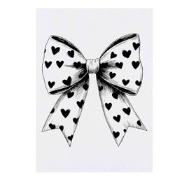 Azeeda 'Kokette Schleife mit Herzen' Temporäres Tattoo - Hautfreundlicher & Ungiftiger Abziehbild · Wasserfest (TO00082667)