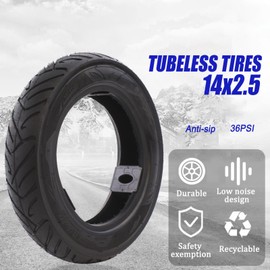 NiuJKun 14" Bike Tires Foldable 14x2.50(64-254) Explosion-Proof Solid Electric Bicycle Tire Tubeless Puncture Resistant Ebike Tire Suitable for E Bikes for Men, Kids
